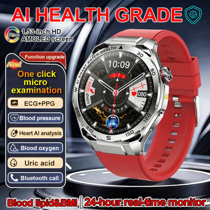 Smart Watch Men High-end Health Blood pressureblood oxygen lipids Uric acid Sapphire Smart watches Ai GPT Custom dial ECG 2026