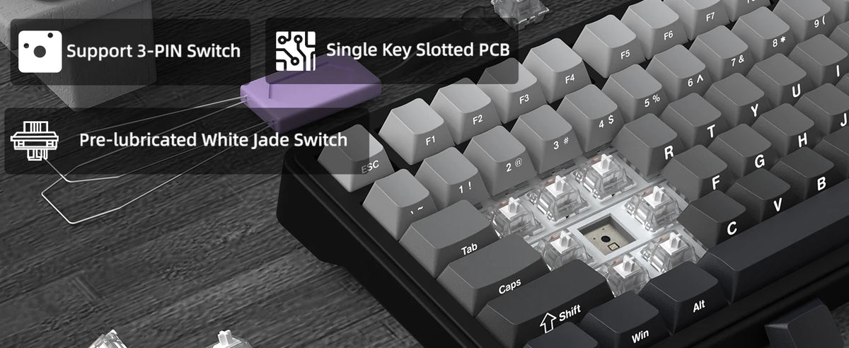 ATTACK SHARK X85 Tri-Mode Gasket Mechanical Keyboard 75% Wireless Hot Swappable RGB Gaming Keyboard with CNC Knob, 5-Layer Sound Dampening & NKRO