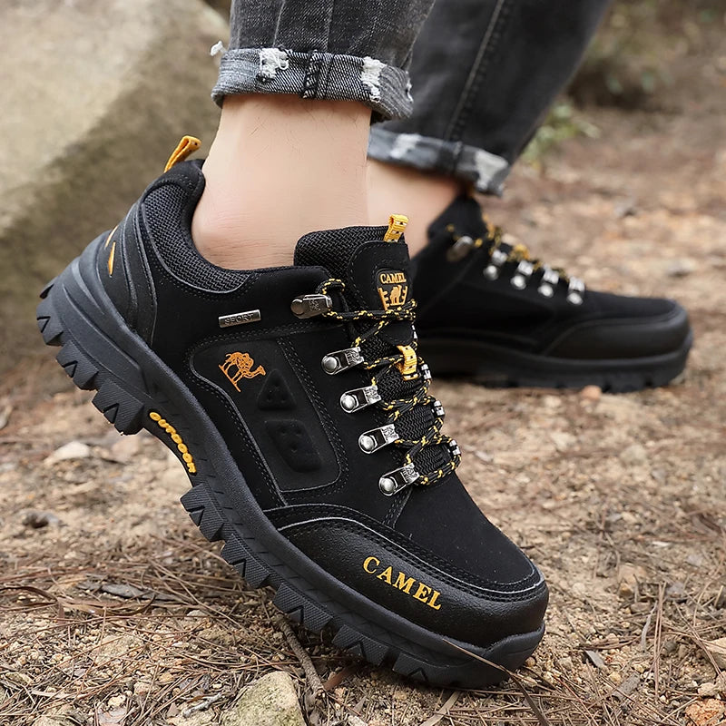 Classic Black Men's Hiking Shoes Outdoor Low Climbing Walking Shoes For Men Trekking Sneakers Non-Slip Mountaineering Shoes Man