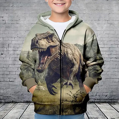Produit gaming premium Fraquane, produits de luxe, nouvelle génération, équipement gamer, Hoodies Animal Dinosaurs 3D Printed Zipper Sweatshirts Boys Girls Sweatshirts Children Fashion Long Sleeve Oversized Hoodie Coat.