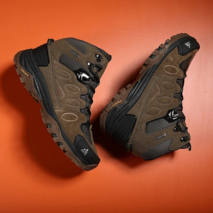 HIKEUP High-Top Men Hiking Boot Winter Outdoor Shoes Lace-Up Non-slip Outdoor Sports Casual Trekking Boots Man Waterproof Suede
