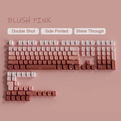 OEM PBT Side Engraved Keycaps for Mechanical Keyboard, 136-Key Red & Black Gradient Keycaps for MX Switch 60/64/84/98/108 Gaming Mechanical Keyboard