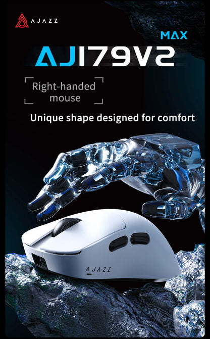 AJAZZ AJ179 V2 MAX Tri-Mode Wireless Gaming Mouse, 56g Lightweight PAW3311 Sensor, 12000 DPI, Rechargeable Right-Hand Gaming Mouse