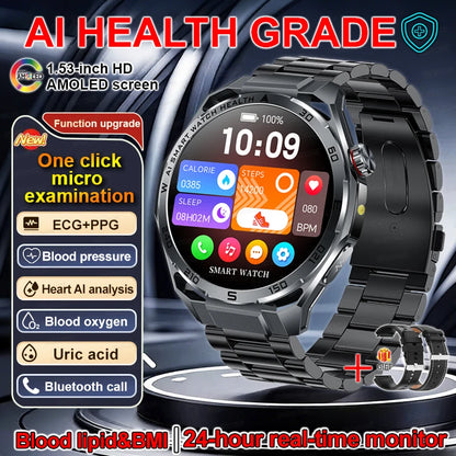 Smart Watch Men High-end Health Blood pressureblood oxygen lipids Uric acid Sapphire Smart watches Ai GPT Custom dial ECG 2026