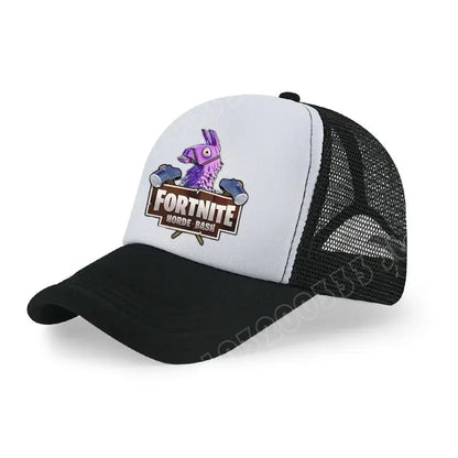 Boné de Basebol Fortnite com Estampa Cartoon do Jogo para Crianças, Boné de Verão em Malha Respirável, Boné Ajustável com Pala, Presente de Aniversário para Crianças