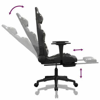Gaming Chair with Massage Lumbar Support & Footrest, Adjustable Reclining Gaming Chair, 360° Swivel Ergonomic Gaming Chair for Office & PC Gaming