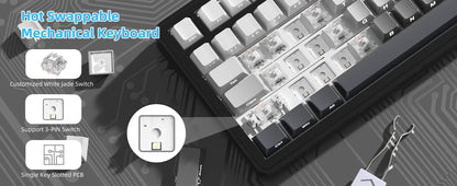 ATTACK SHARK X85 Tri-Mode Mechanical Keyboard 75% Gasket Keyboard with CNC Knob, Hot Swappable RGB Wireless Gaming Keyboard for PC, Mac & Laptop