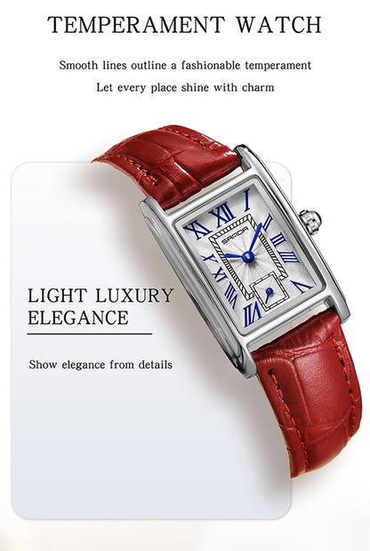 SANDA 1116 Women’s Elegant Quartz Watch  Rectangle Dial, Water Resistant & Business Design