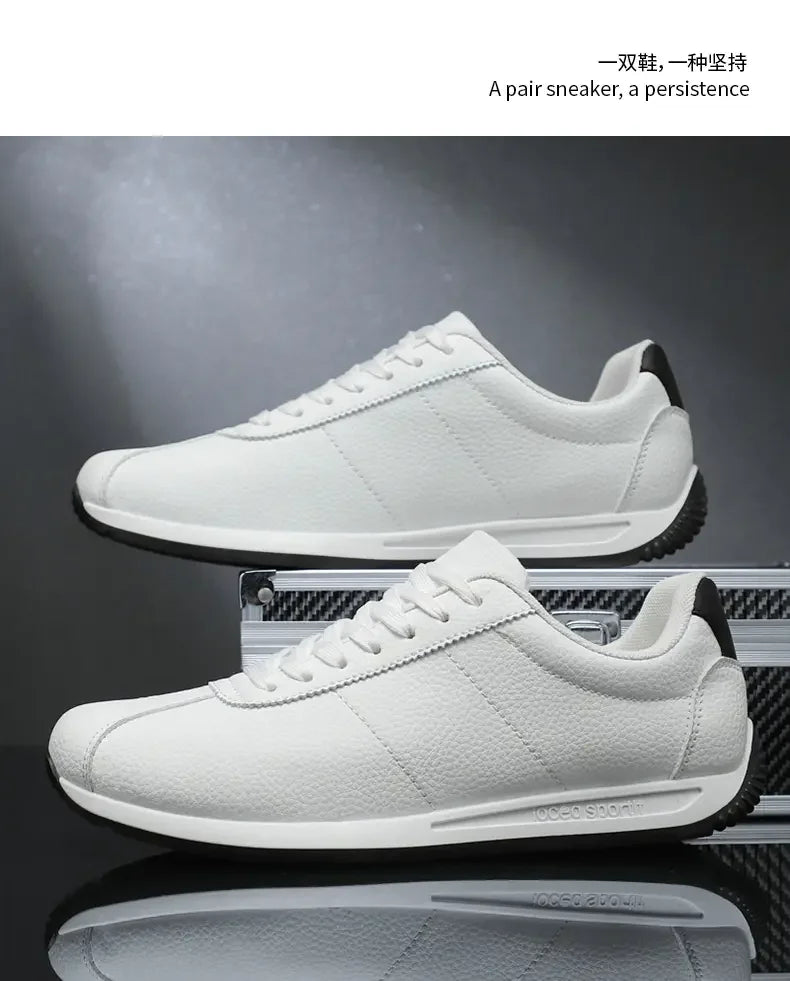 Leisure Running Summer Fashion Anti Slip Mountaineering PU Leather Sports Shoes Tennis Trend  Hot Selling Men White Flat Shoes