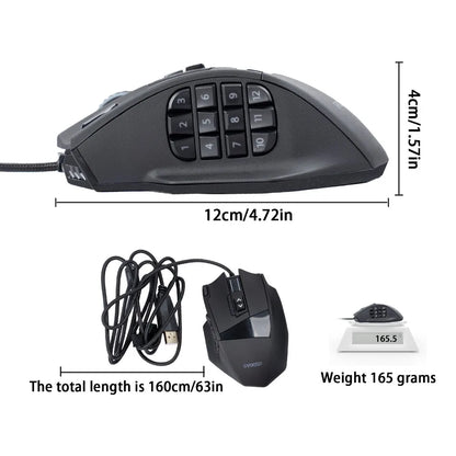 Mouse gaming programmabile E-YOOSO X-39, mouse RGB cablato con 18 pulsanti, 8 pesi removibili, 5 DPI, impugnatura ergonomica per computer