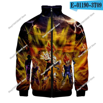 Produit gaming premium Fraquane, Anime Goku Dragon Ball Jacket Men Women Harajuku Hip Hop Japanese Zip Up Hoodies Goku Clothes Stand Collar Sweatshirt
