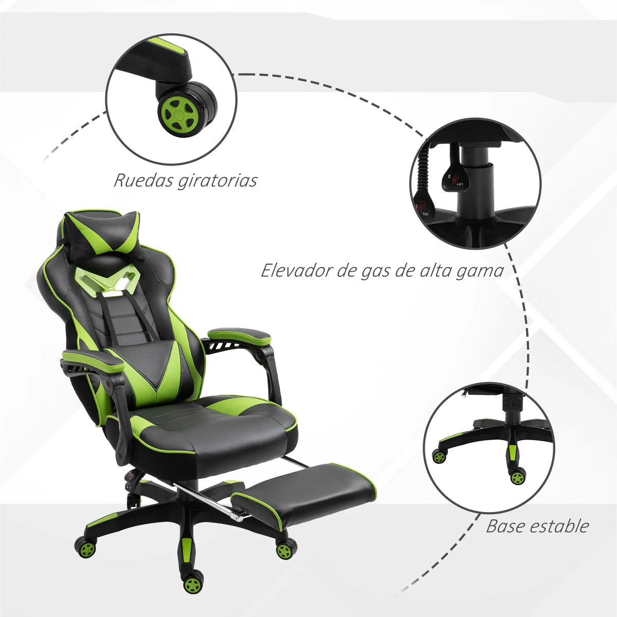 Vinsetto Ergonomic Racing Gaming Chair Reclining Office Chair with Footrest, Adjustable High Back PU Leather Computer Chair for Home & Office