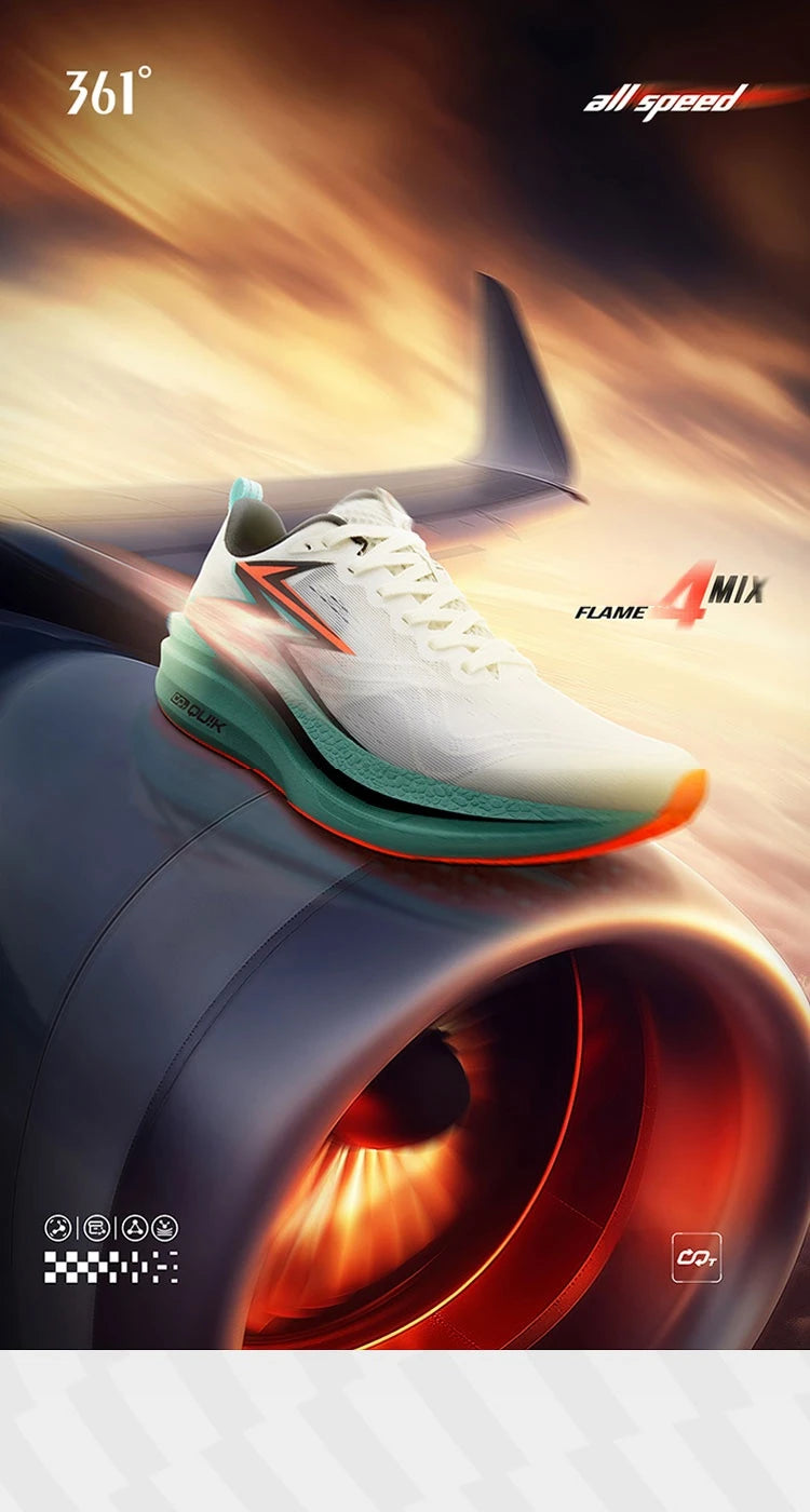 361 Degrees Flame 4.0 MIX Men Running Shoes Carbon Plate Racing Marathon Stable Rebound Wear-resistant Male Sneakers 672512204