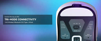 ATTACK SHARK X3 vezeték nélküli gaming egér, PixArt PAW3395 szenzor, 26K DPI, 49g ultrakönnyű, három üzemmód: 2.4G/Bluetooth/vezetékes, PC/MAC-hez