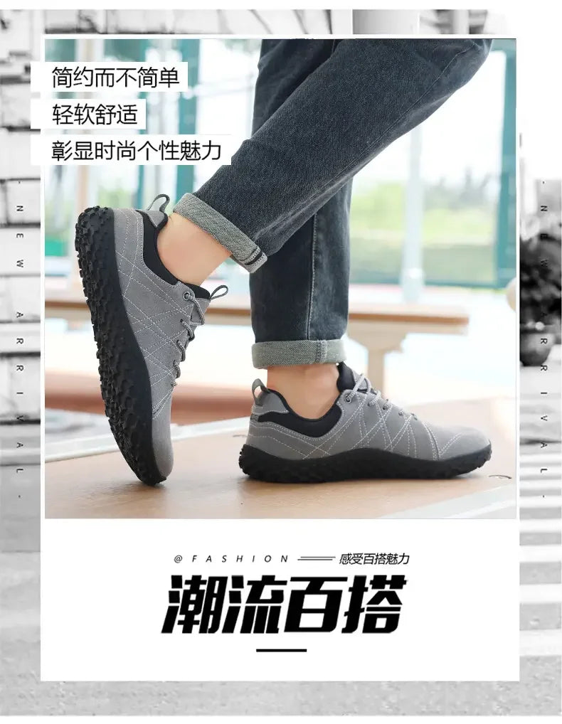 Suede Leather Shoes PU Fabric Wide Toe Shoe Anti Slip Hiking Shoe Workwear Men's Sports Shoes Women's Outdoor Walking Shoes