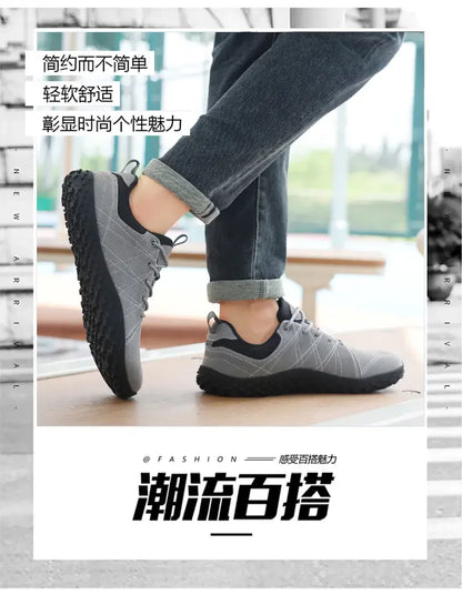 Suede Leather Shoes PU Fabric Wide Toe Shoe Anti Slip Hiking Shoe Workwear Men's Sports Shoes Women's Outdoor Walking Shoes