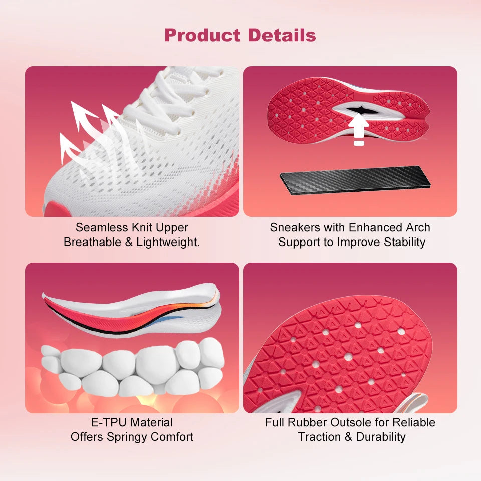 Baasploa Women Carbon Plate Running Shoes Outdoor Professional Cushioning Jogging Sneakers Female Casual Breathable Sports Shoes