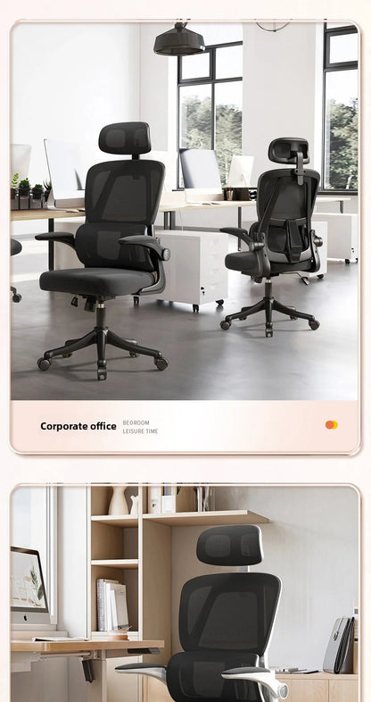 Ergonomic Home Office Chair with Back Support, Comfortable Desk Chair for Students, Rolling Study Chair with Armrests for Long Sitting