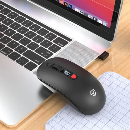 Lenovo Wireless Mouse Bluetooth 2.4G With Smart Display Silent Portable Silent Click Mouse Rechargeable Office Computers Laptops