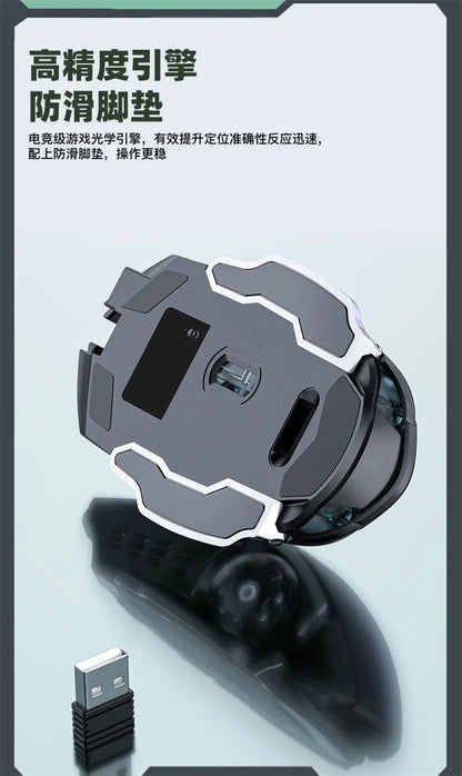Mouse RGB dual-mode cablato e wireless 2.4G, mouse gaming ricaricabile silenzioso, mouse regolabile 3600 DPI per laptop