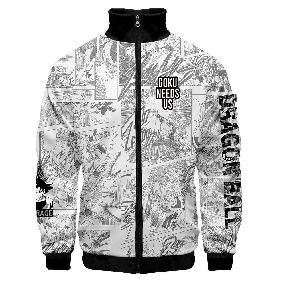 Anime Goku Dragon Ball Jacket Men Women Harajuku Hip Hop Japanese Zip Up Hoodies Goku Clothes Stand Collar Sweatshirt, Fraquane SAS