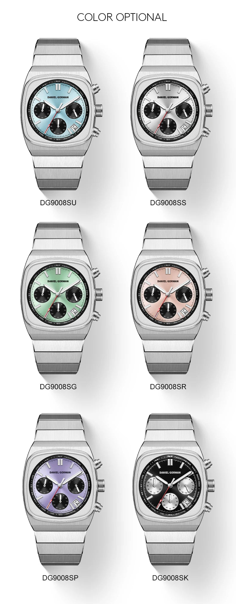 Horloge voor mannen in roestvrij staal Case Shape: Round Case