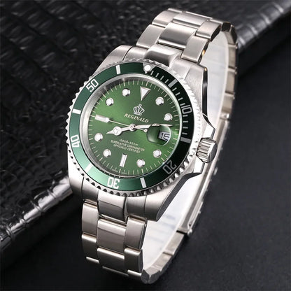 Reginald Men’s GMT Quartz Watch  Rotating Bezel, Sapphire Crystal, Date Display & Stainless Steel Sports Watch