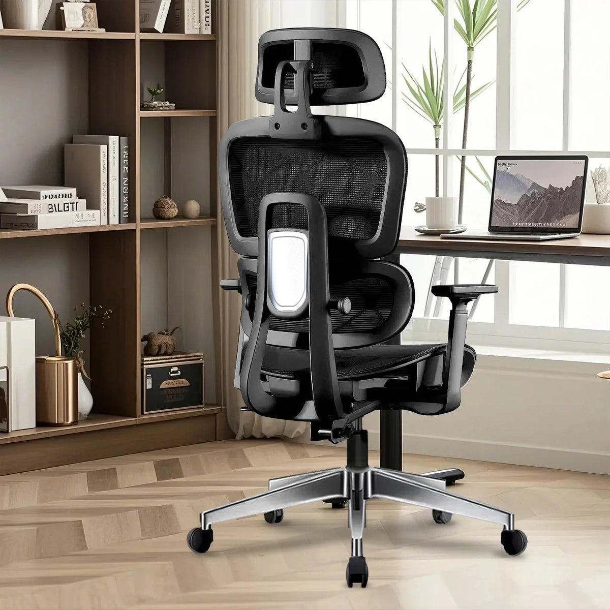 Ergonomic Office Chair with Lumbar Support & Neck Pillow, High Back Mesh Ergonomic Office Chair with Adjustable Headrest, 3D Armrests, Reclining Swivel Computer Desk Chair