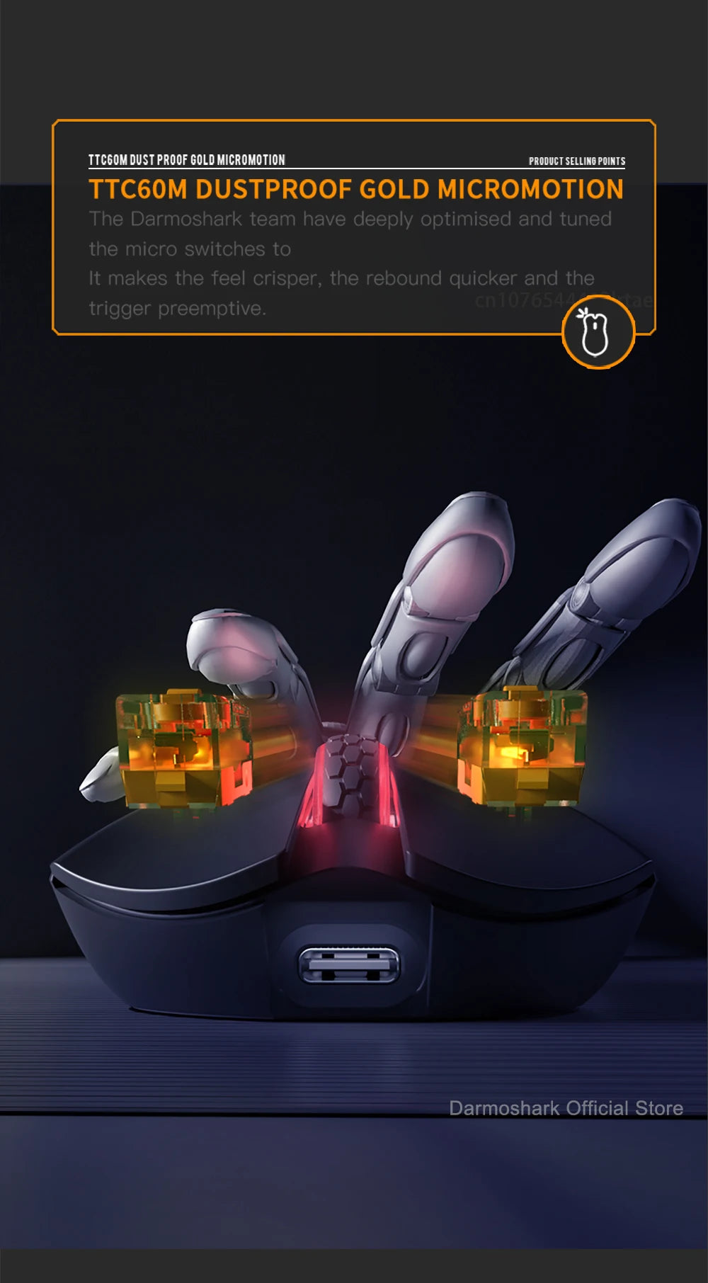 Ratón gaming Darmoshark M3Pro 2.4G BT inalámbrico trimodo con sensor PAW3395 N52840, 26000DPI, para manos grandes, controlador macro para gaming
