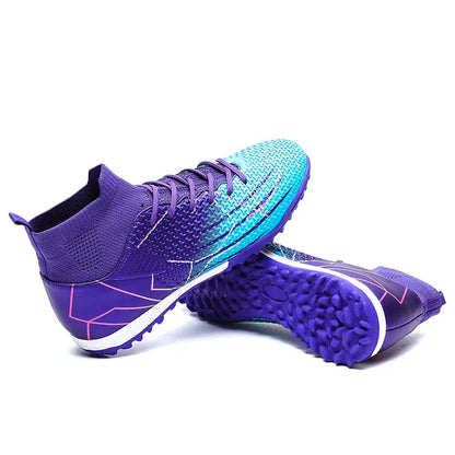 New Professional High Top Football Shoes Artificial Grass Leather Youth Students Training Soccer Shoes for Men And Women Sports