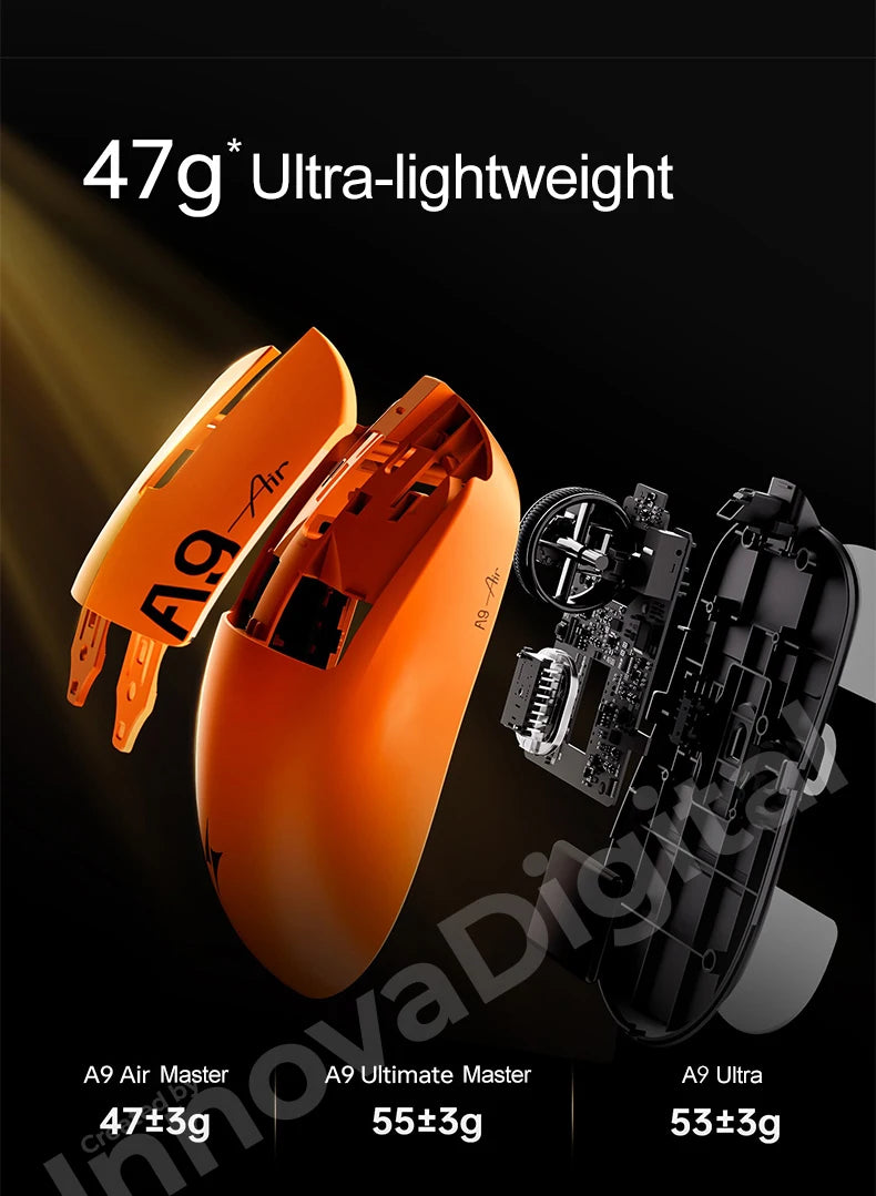 Mouse da gaming wireless ATK Dragonfly A9 Ultimate A9 Air PAW3950 ultraleggero ergonomico e-sport per gamer FPS CSGO A9 Ultra