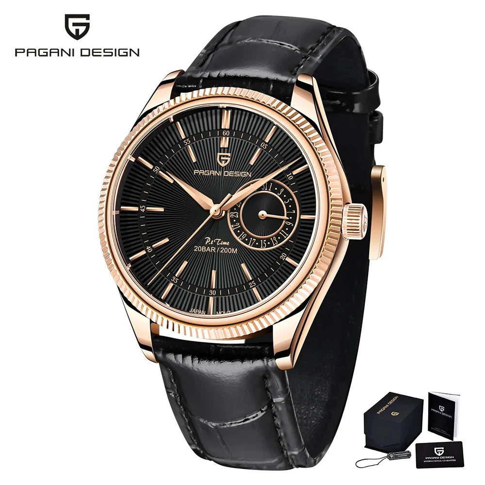 PAGANI Design PD1689 Men Quartz Watch Japan VH65 Movt Sapphire Glass Leather Strap 20Bar Waterproof Men Wristwatch Reloj Hombre