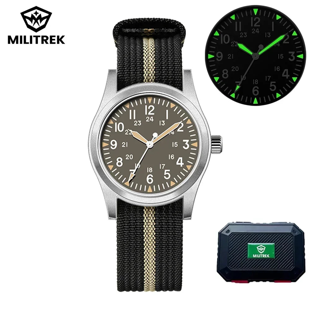 MILITREK 2026 New Military Retro Men'S VH31 Quartz Watch 37mm Sapphire Stainlesssteel 100m Waterproof C3 Luminous Reloj Hombre