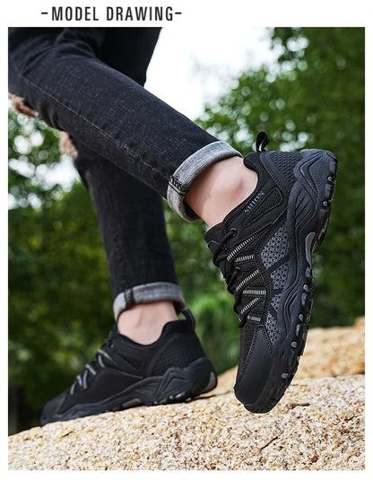 Brand Hiking Shoes Men Mesh Breathable Travel Shoe Outdoor Waterproof Hunting Fishing Shoes Mountain Off-Road Riding Sports Shoe