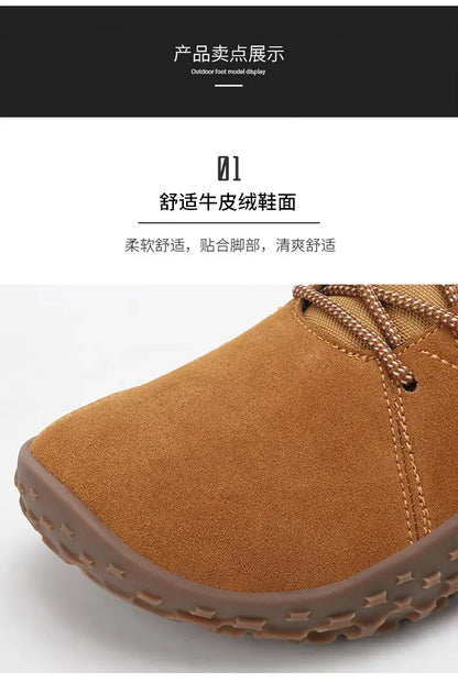 Suede Leather Shoes PU Fabric Wide Toe Shoe Anti Slip Hiking Shoe Workwear Men's Sports Shoes Women's Outdoor Walking Shoes