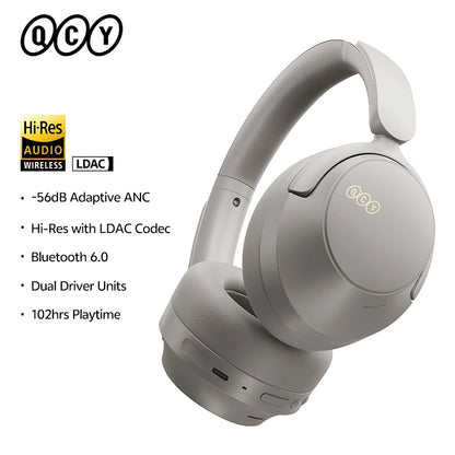 QCY H3S – Adaptiver ANC-Over-Ear-Bluetooth 6.0-Kopfhörer mit -56dB – Hi-Res LDAC Wireless-Headset, 102H Akku, räumlicher Klang mit Dual-Treiber