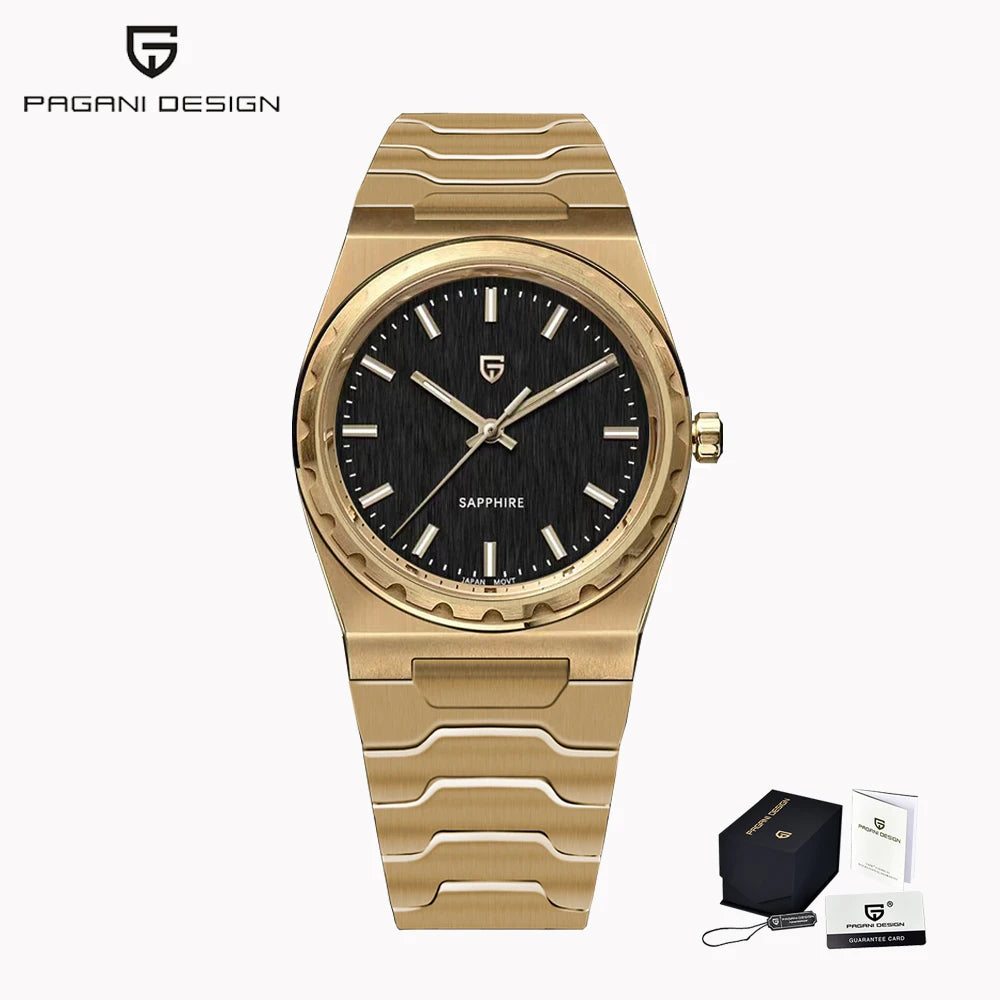 PAGANI DESIGN Men's Quartz Watches Ultra-Thin 7mm Series 37mm Sapphire Stainless Steel Waterproof Watches for Man TMI VJ21