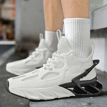 Mens Sports Shoes New Mesh Breathable Outdoor High Elasticity Running Shoes Fashionable Summer Comfortable Sports Tennis Shoes