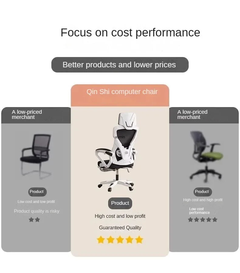 Ergonomic Computer Office Chair with Adjustable Height, Rotating Swivel Design, Comfortable Reclining Boss Chair for Home Office, Study & Gaming