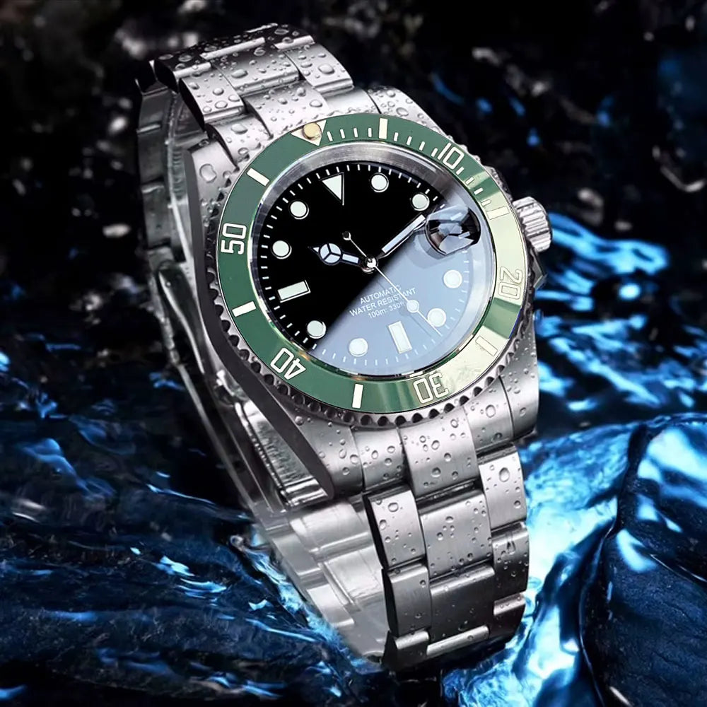 Miyota 8215 PT5000 Stainless Steel 40mm Dive Automatic Men Watch Sapphire Crystal Rotating Bezel Luminous Mechanical Wristwatch