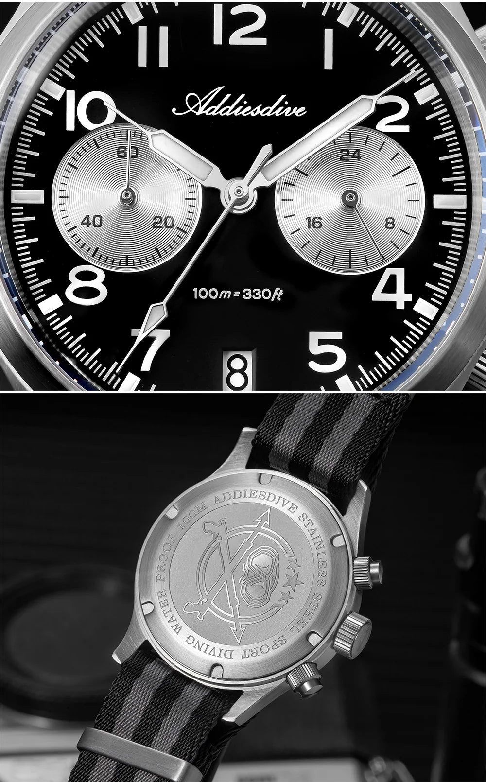 Uhr für Männer aus Edelstahl, 316L Edelstahl Gehäuse Form: Rund
