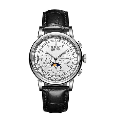 CORGEUT Automatic Mechanical Luxury Watches For Man Business Multification Date Day Month Year 316L Mechanical Men's Watches