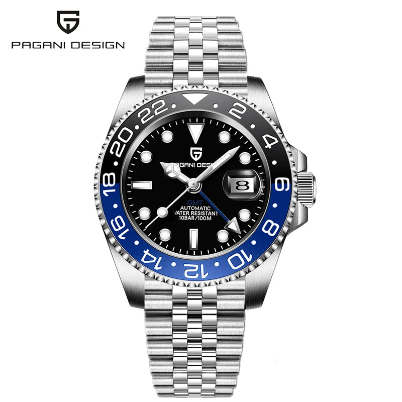 PAGANI DESIGN V3 PD-1662 GMT Watches Men's Luxury Sapphire Automatic Mechanical Watch 40MM Stainless Steel 100M Waterproof Watch