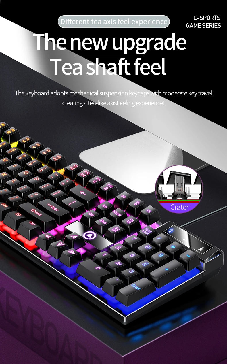 Kabelgebundene USB-Gaming-Tastatur mit Hintergrundbeleuchtung, 104-Tasten-Gamer-Tastatur für Computer/Laptop/PC, ergonomisches Design, Office-Gaming-Zubehör