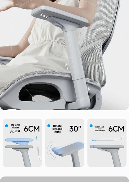 Nastavitelná ergonomická kancelářská židle ze síťoviny, prodyšná počítačová židle s vysokým opěradlem, 6D bederní opěrkou a výsuvnou podnožkou