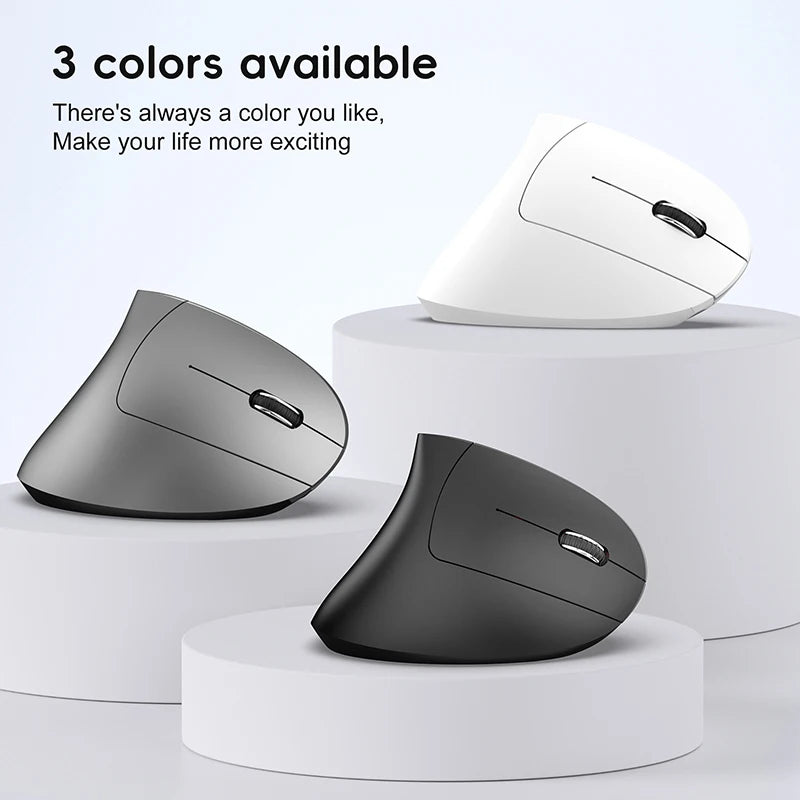 Rechargeable Bluetooth Vertical Mouse Dual-Mode Wireless Silent Gaming Mouse for Windows, Mac OS & Laptop, Ergonomic 2400 DPI Computer Mouse