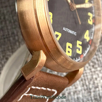 Relógio automático de mergulho para homem Tandorio 47 mm NH35 CUSN8, caixa em bronze maciço ou aço 316L, 10 ATM, cristal de safira, mostrador preto