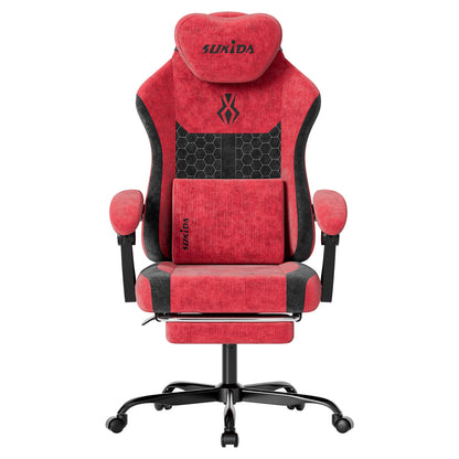 SUKIDA Ergonomic Gaming Chair Breathable Fabric Office Chair with Lumbar Support, Adjustable Height PC Gaming Chair, Comfortable Executive Desk Chair