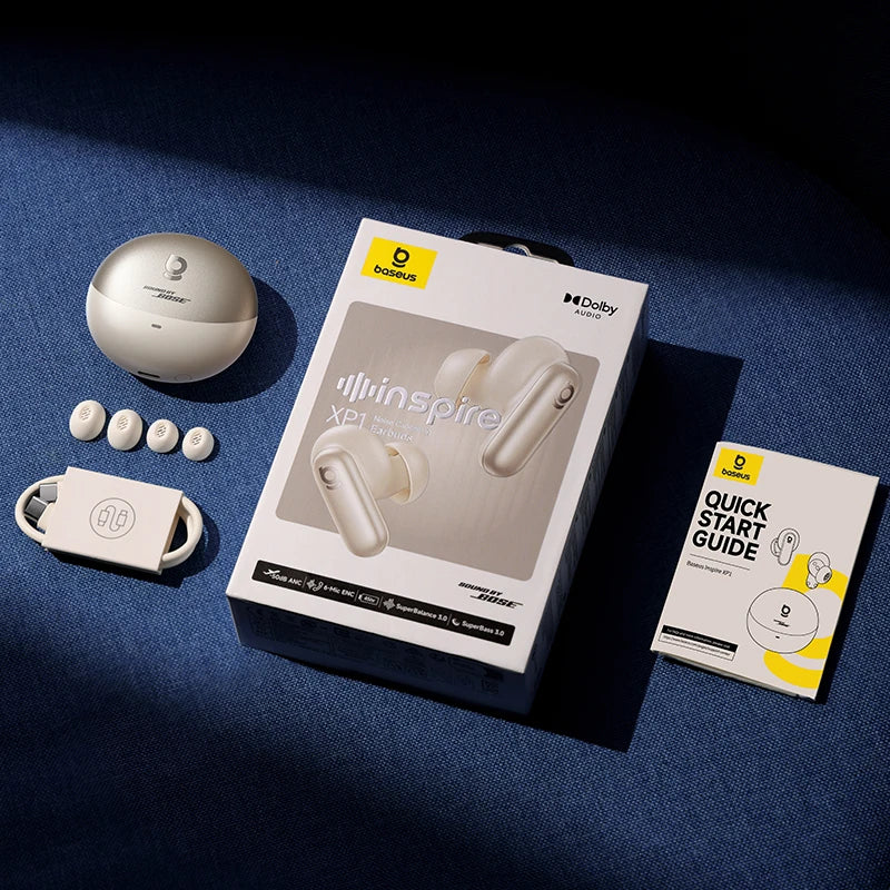 Baseus Inspire XP1 Wireless Bluetooth 6.1 ANC Earbuds – -50dB Adaptive Noise Cancelling, Dolby Audio, 6 Mic ENC, Sound by Bose Premium TWS Earphones