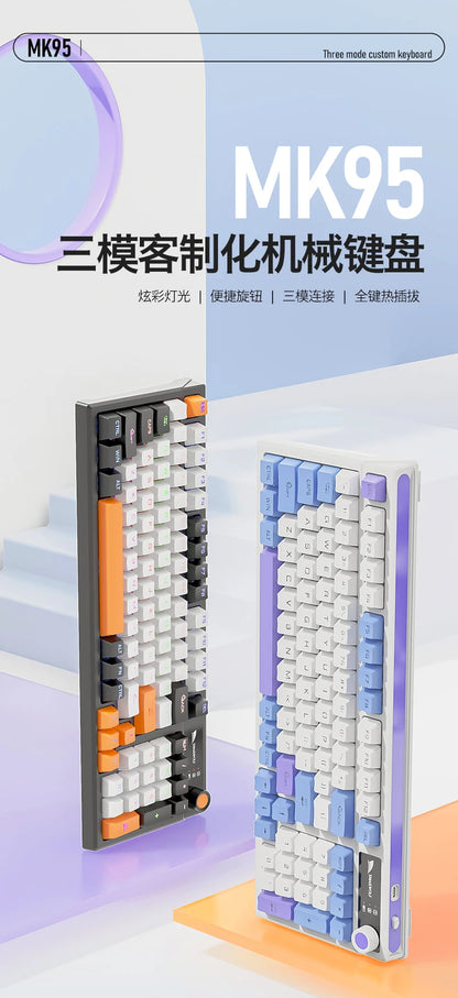 SMAILWOLF MK95 Bluetooth Wireless Three-Mode Mechanical Keyboard Korean Customized Office Gaming Laptop with RGB Lighting Effect